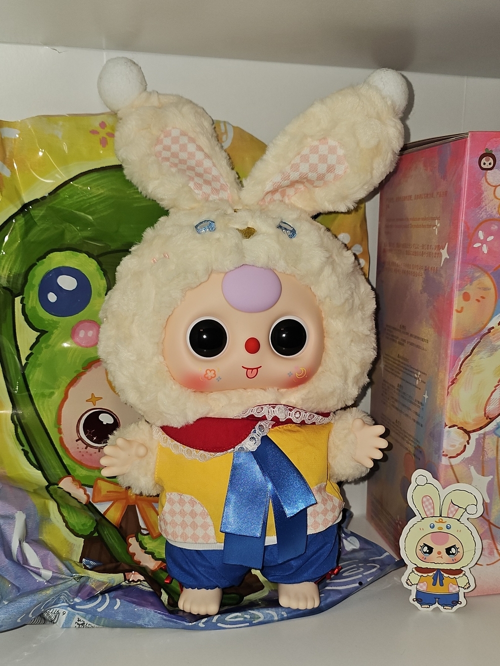 Baby Three V2 400% Plush Cute Bunny Plush Doll - Cream Yellow Outfit